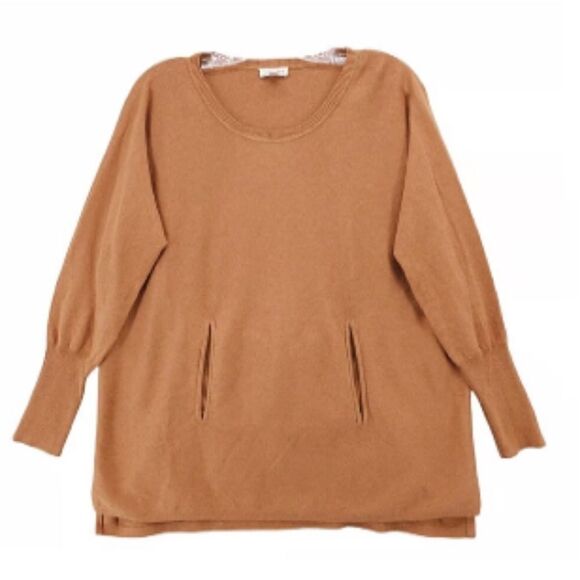 Garnet Hill Organic-Cotton Pocket-Detail long Sweater size XS-  in rust- EUC! - Picture 2 of 13